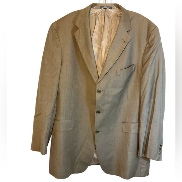 Daniel Cremieux Blazer Mens 46R Tan Wool Two Button Suit Sport Coat Classic - Picture 1 of 12